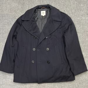 Maus & Hoffman Men's XL Navy Wool Peacoat Loro Piana Fabric USA Made Thinsulate
